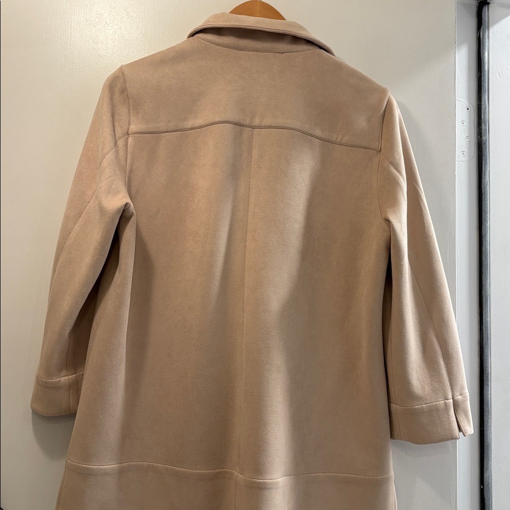 Tuckernuck  Bone Tan Suede Margot Stand Collar Blouse Tunic Top Large - Picture 5 of 7